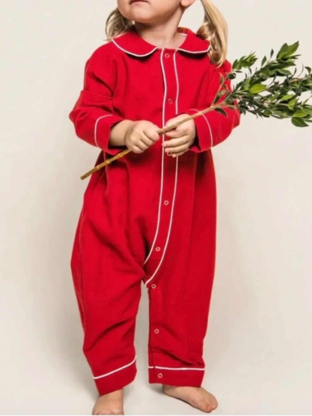 Petite Plume Red Baby Flannel Cambridge Romper
